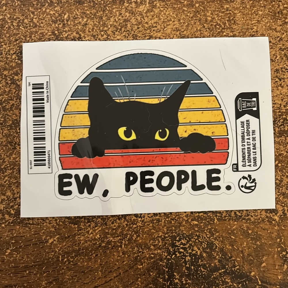 (3 for $20)" Ew, People" Black Cat Vinyl Sticker